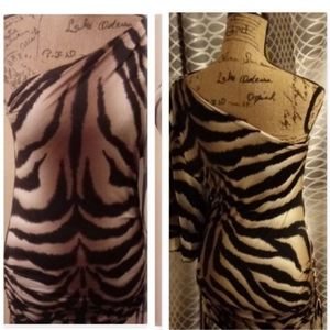 Trac Zebra One Shoulder Dress